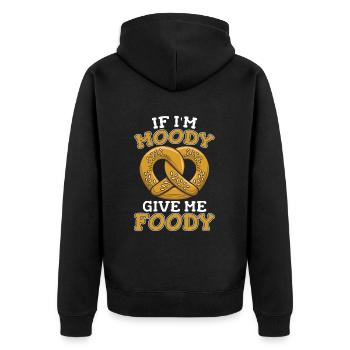 Bretzel Drôle Si Je Suis De Mauvaise Humeur Donnez-Moi Gourmand - Veste à capuche bio Premium Unisexe - noir - Dos - Nico (187cm)