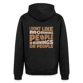 Schwarzer Humor - Unisex Premium Bio Zip Hoodie - Schwarz - Hinten - Nico (187cm)