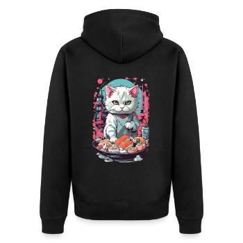 Style esthétique de chat Sushi Pastel gothique - Veste à capuche bio Premium Unisexe - noir - Dos - Nico (187cm)