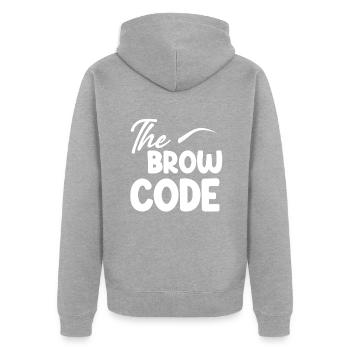 L’esthéticienne sourcilière code sourcils - Veste à capuche bio Premium Unisexe - gris chiné - Dos - Nico (187cm)