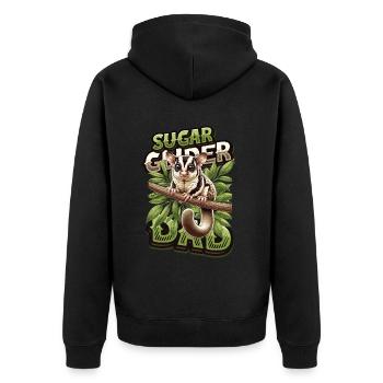 Australische Sugar Glider Kurzkopfgleitbeutler - Unisex Premium Bio Zip Hoodie - Schwarz - Hinten - Nico (187cm)