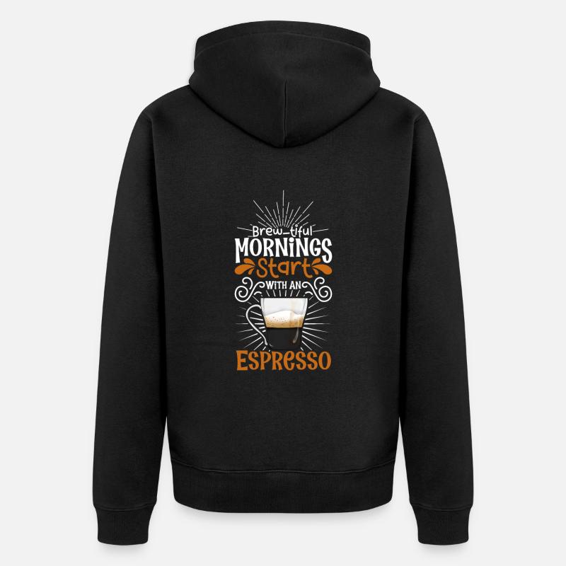 Bonjour avec expresso - Veste à capuche bio Premium Unisexe - noir