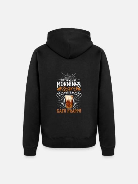 Bonjour avec Café Frappé - Veste à capuche bio Premium Unisexe - noir