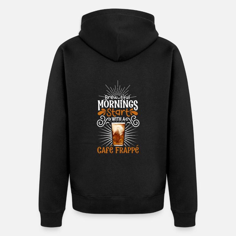 Bonjour avec Café Frappé - Veste à capuche bio Premium Unisexe - noir