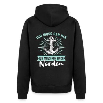 Norden - Unisex Premium Bio Zip Hoodie - Schwarz - Hinten - Nico (187cm)