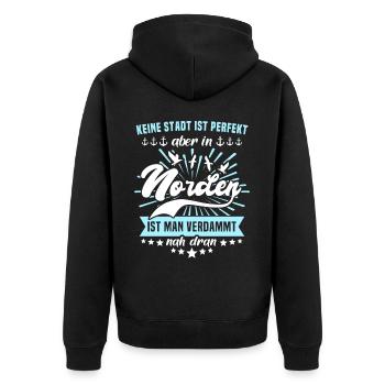 Lustige Norden Sprüche - Unisex Premium Bio Zip Hoodie - Schwarz - Hinten - Nico (187cm)