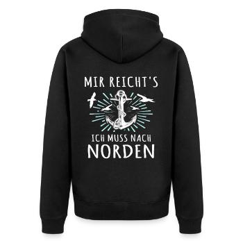 Norden Sprüche Nordener - Unisex Premium Bio Zip Hoodie - Schwarz - Hinten - Nico (187cm)