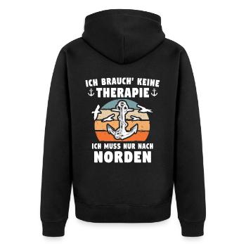 Norden Sprüche Nordener - Unisex Premium Bio Zip Hoodie - Schwarz - Hinten - Nico (187cm)