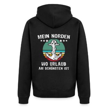 Lustige Norden Sprüche - Unisex Premium Bio Zip Hoodie - Schwarz - Hinten - Nico (187cm)