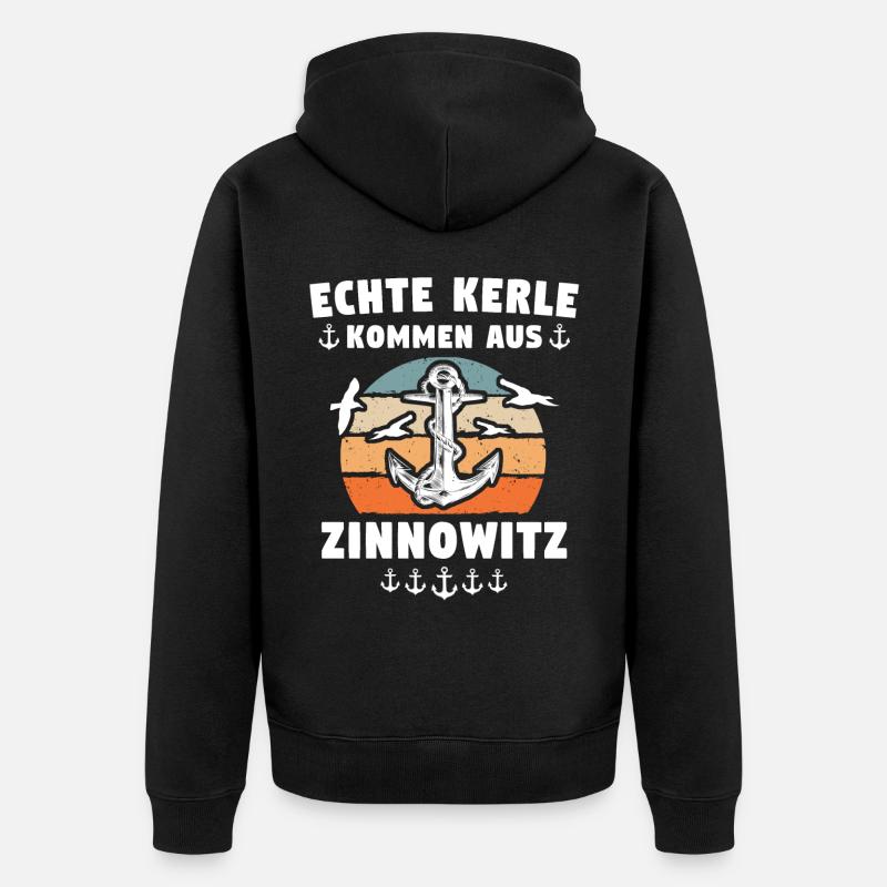 Zinnowitz Sprüche - Unisex Premium Bio Zip Hoodie - Schwarz