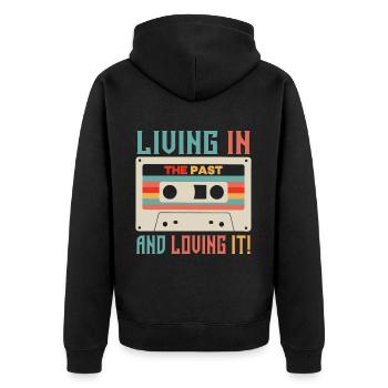 Girl Boy Kids 70s 80s 90s Disco Costume Outfit - Unisex Premium Organic Zip Hoodie - black - Back - Nico (187cm)