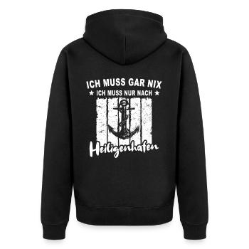 Heiligenhafen - Unisex Premium Bio Zip Hoodie - Schwarz - Hinten - Nico (187cm)