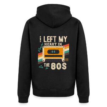 Girl Boy Kids 70s 80s 90s Disco Costume Outfit - Unisex Premium Organic Zip Hoodie - black - Back - Nico (187cm)
