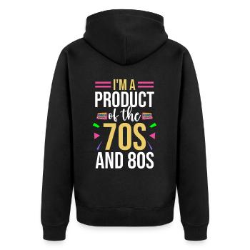 Girl Boy Kids 70s 80s 90s Disco Costume Outfit - Unisex Premium Organic Zip Hoodie - black - Back - Nico (187cm)