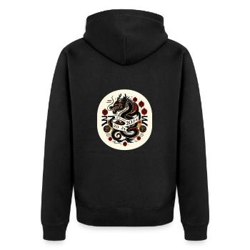 Astrologie - Japanischer Drachen - Unisex Premium Bio Zip Hoodie - Schwarz - Hinten - Nico (187cm)