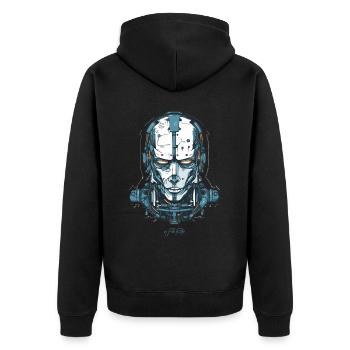Ein Cyborg-Roboter Tech - Unisex Premium Bio Zip Hoodie - Schwarz - Hinten - Nico (187cm)