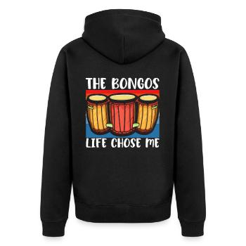 Bongospieler, Musikinstrumentenmusiker - Unisex Premium Bio Zip Hoodie - Schwarz - Hinten - Nico (187cm)