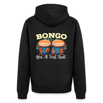 Bongospieler, Musikinstrumentenmusiker - Unisex Premium Bio Zip Hoodie - Schwarz - Hinten - Nico (187cm)