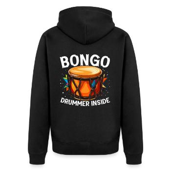 Bongo Player Musical Instrument Musician - Unisex Premium Organic Zip Hoodie - black - Back - Nico (187cm)
