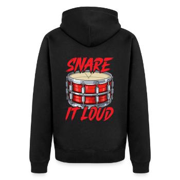 Snare Drum Musical Instrument Musician Drummer - Unisex Premium Organic Zip Hoodie - black - Back - Nico (187cm)