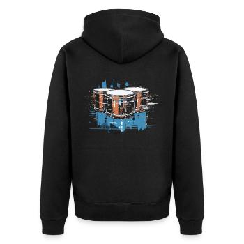 Snare Drum Musical Instrument Musician Drummer - Unisex Premium Organic Zip Hoodie - black - Back - Nico (187cm)