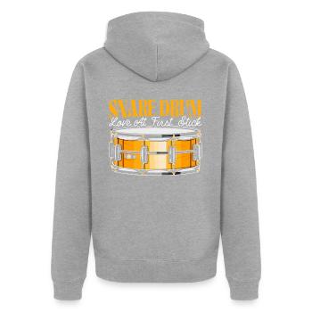 Snare Drum Musical Instrument Musician Drummer - Unisex Premium Organic Zip Hoodie - heather grey - Back - Nico (187cm)