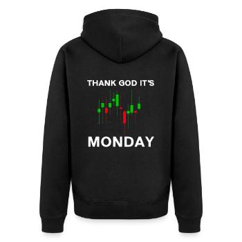 Thank God Its Monday Stock Chart Day Trading Stock Market - Unisex Premium Organic Zip Hoodie - black - Back - Nico (187cm)
