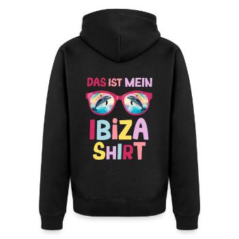 Delfin Sonnenbrille Urlaub Saufen Ibiza Party - Unisex Premium Bio Zip Hoodie - Schwarz - Hinten - Nico (187cm)