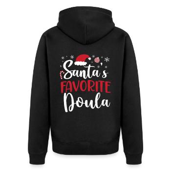 Doula Birth Worker Christmas - Unisex Premium Bio Zip Hoodie - Schwarz - Hinten - Nico (187cm)