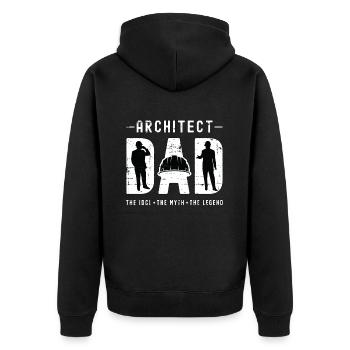 Architect Dad The Idol The Myth The Architecture - Unisex Premium Bio Zip Hoodie - Schwarz - Hinten - Nico (187cm)