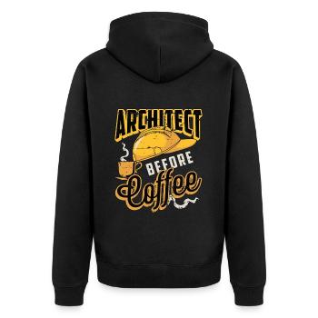 Architect Before Coffee Engineering Coffee Lover - Unisex Premium Organic Zip Hoodie - black - Back - Nico (187cm)