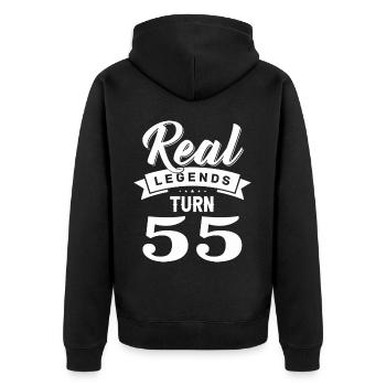 Real Legends Turn 55, 55 Birthday - Unisex Premium Organic Zip Hoodie - black - Back - Nico (187cm)