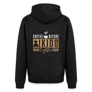 Aikido Fighter Coffee Martial Artist Coffee Lover - Unisex Premium Bio Zip Hoodie - Schwarz - Hinten - Nico (187cm)