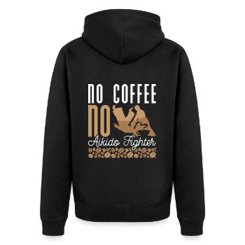 Aikido Fighter No Coffee No Karate Coffee Lover - Unisex Premium Bio Zip Hoodie - Schwarz - Hinten - Nico (187cm)
