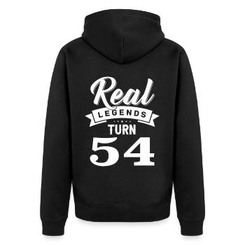 Real legends turn 54, 54 birthday - Unisex Premium Organic Zip Hoodie - black - Back - Nico (187cm)