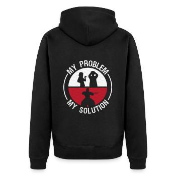 Aikido Fighter My Problem My Pictogram Dad Aikido - Unisex Premium Bio Zip Hoodie - Schwarz - Hinten - Nico (187cm)