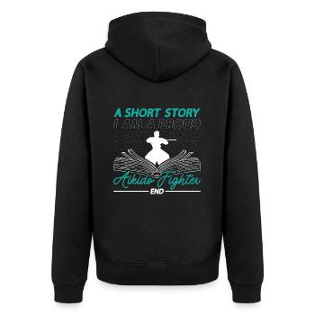 Aikido Fighter A Short Story I Am A Martial Artist - Unisex Premium Bio Zip Hoodie - Schwarz - Hinten - Nico (187cm)