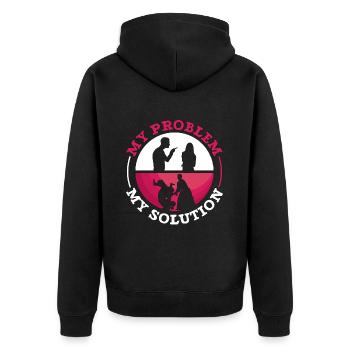 Aikido Fighter My Problem My Pictogram Mom Karate - Unisex Premium Bio Zip Hoodie - Schwarz - Hinten - Nico (187cm)