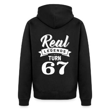 Real Legends fête ses 67 ans, 67 ans - Veste à capuche bio Premium Unisexe - noir - Dos - Nico (187cm)