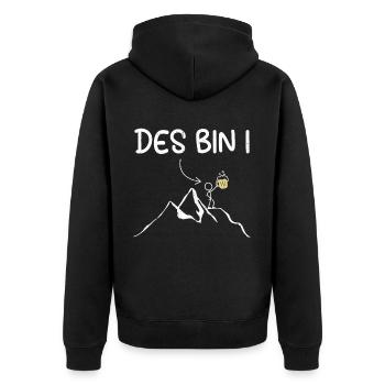 Des Bin I Bier Bergsteiger Klettern Alpen Wandern - Unisex Premium Bio Zip Hoodie - Schwarz - Hinten - Nico (187cm)