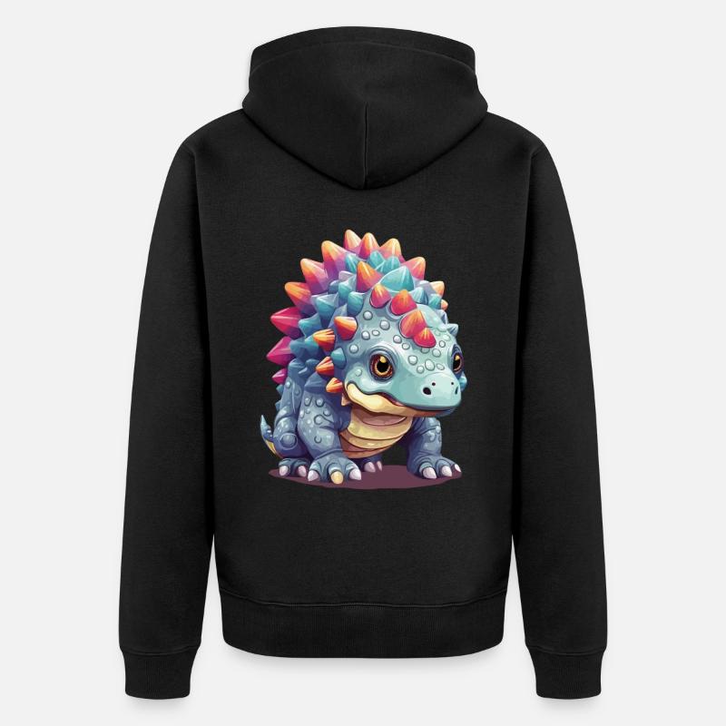 Mignon Pastel Ankylosaurus Dino Comic - Veste à capuche bio Premium Unisexe - noir