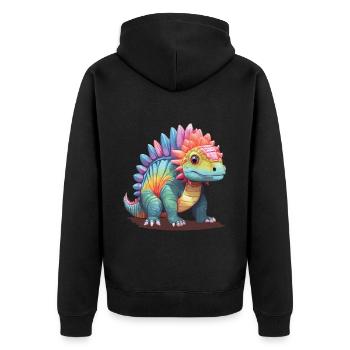 Pastell Stegosaurus Dinosaurier für Kinder - Unisex Premium Bio Zip Hoodie - Schwarz - Hinten - Nico (187cm)