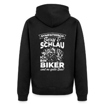 Motorradfahrer Motorrad Natur Biker Mofa Mopded Fa - Unisex Premium Bio Zip Hoodie - Schwarz - Hinten - Nico (187cm)
