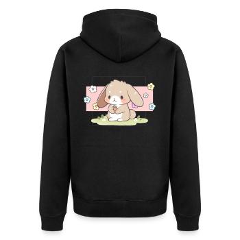 Kawaii Bunny Pastel Sweet Chibi Bunny Cute Aesthet - Unisex Premium Bio Zip Hoodie - Schwarz - Hinten - Nico (187cm)