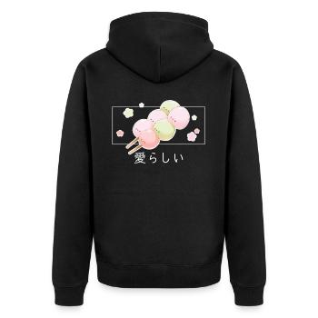 Cute Japanese Dango Pastel Foodie Kawaii Japan Aes - Unisex Premium Bio Zip Hoodie - Schwarz - Hinten - Nico (187cm)