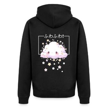 Yume Kawaii Cloud Fairy Kei Decora Dreamy Sweet Pa - Unisex Premium Bio Zip Hoodie - Schwarz - Hinten - Nico (187cm)