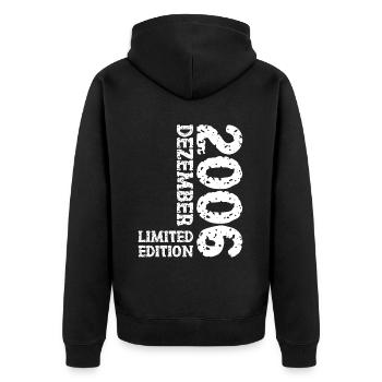2006 Dezember Limited Edition 17. Geburtstag Deko - Unisex Premium Bio Zip Hoodie - Schwarz - Hinten - Nico (187cm)