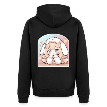 Kawaii Bunny Chibi Girl Sweet Decora Pastel Cute A - Unisex Premium Bio Zip Hoodie - Schwarz - Hinten - Nico (187cm)