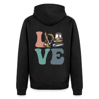 Baggerführer Schwermaschinenführer Bauwesen - Unisex Premium Bio Zip Hoodie - Schwarz - Hinten - Nico (187cm)