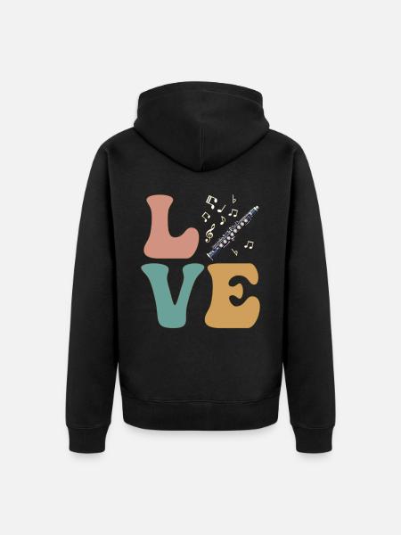 Clarinet, Flute, Instrument - Unisex Premium Organic Zip Hoodie - black